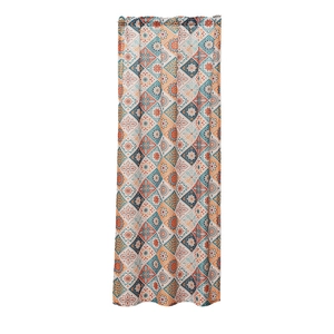 Ethnic bohemian mandala pattern door curtain in orange and teal for home decor
