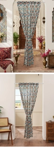 Detail of bohemian mandala pattern curtain in cotton linen fabric for room partition