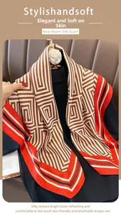 Detail of soft striped scarf with geometric lines draped over a decorative background