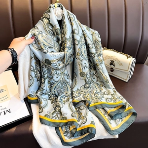 Écharpe Longue En Satin Artificielle Femme Grand Châle Élégant Motif Paisley Satin Doux Accessoires De Mode Voyage