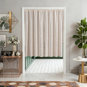 Amerikanischer Vintage Spitzen Türvorhang Polyester Paisley Blumenmuster Halbtransparent Raumteiler Für Schlafzimmer Küche Heimdekoration