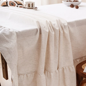 Tovaglia in lino beige con volant, stile nordico minimalista per tavoli da pranzo