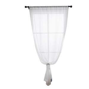 Tenda in tulle bianco nordico semitrasparente con trama a pois a rilievo e filtro luce