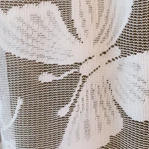 White lace curtain with butterfly jacquard pattern and fine mesh texture for home decor
