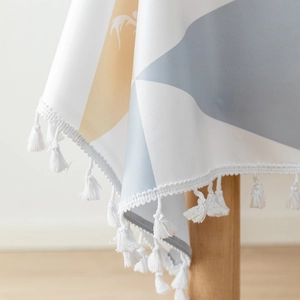 Nappe scandinave en PVC à motifs géométriques jaunes avec d'élégantes franges blanches