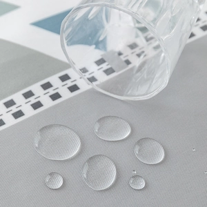 Nordic PVC gray tablecloth featuring waterproof and oil-proof printed fabric surface