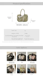 Tableau des tailles et options de couleurs pour sac cabas vintage en simili cuir