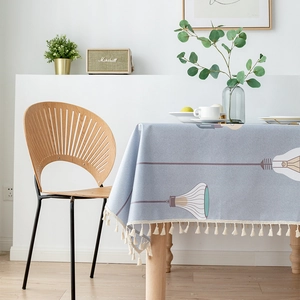 Nordic Rectangular Tablecloth Waterproof Oilproof Fabric Table Cover With Tassels Modern Lightbulb Print For Dining Room