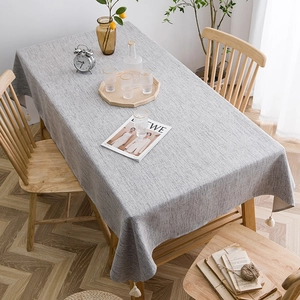 Gray rectangle cotton linen tablecloth with elegant white tassels for Nordic home decor