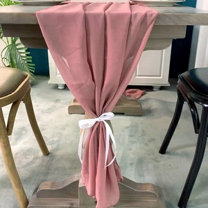 Chiffon Table Runner Sheer Romantic Elegant Soft Drape Fabric Wedding Party Banquet Decor With Ribbon