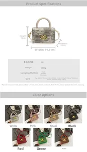 Tabella taglie con larghezza 19,5 cm e altezza 13 cm per la borsa in PU alla moda