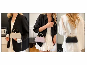 Three-way evening clutch bag showing handbag, shoulder and crossbody carrying styles
