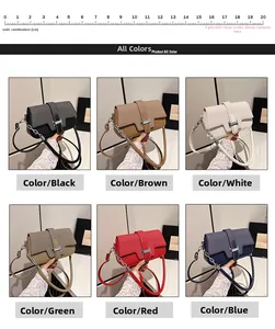 Collage of retro PU leather crossbody bags with metal H buckles in six colors