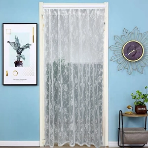 Elegant white floral lace door curtain for Nordic style bedroom and living room decor