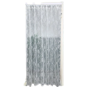 White floral lace door curtain with semi-transparent rose pattern for Nordic bedroom decor