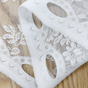 Nordic white lace cafe curtain with rose floral hollow pattern for kitchen decor