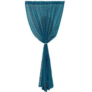 Pfauenblaue Spitze Vorhang mit geometrischen Mustern und eleganter Wespentaillenform