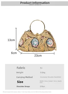 Detail view of the elegant sequined evening bag with golden leaf embroidery and chain strap