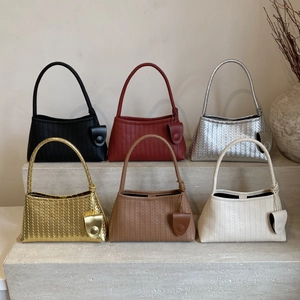 French design woven leather shoulder bags in six minimalist colors for 2025 fashion