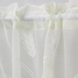 Tenda caffè in pizzo bianco con motivo jacquard a spighe e design a passante