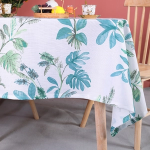Rectangular Tablecloth Cotton Linen Blend Heat Resistant Oil Proof Tropical Leaf Geometric Hexagonal Print Nordic Decor