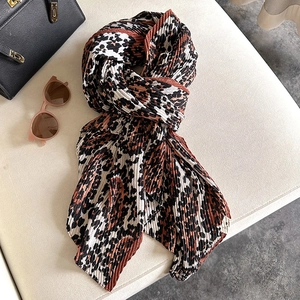 Fashionable leopard print pleated scarf for women with elegant styling accessories