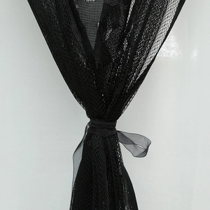Halloween black lace spider bat mesh curtain with elegant black ribbon bow tie decoration
