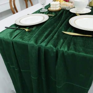 Dark green velvet table runner with vertical stripes for elegant dining decor