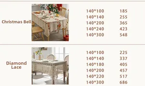 Detailed size chart for Christmas bells and diamond crochet lace tablecloth designs