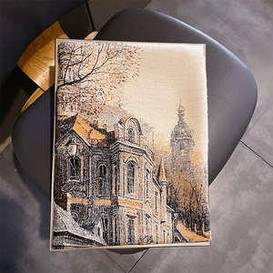 Écharpe épaisse double face style cachemire avec motif jacquard architecture européenne