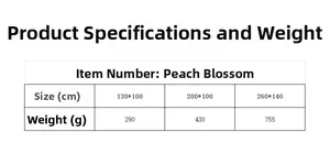 Size chart showing dimensions and weight for Nordic printed blackout curtains