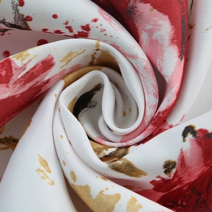 Nordic printed blackout curtain fabric featuring red marble floral patterns and smooth drape