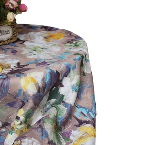 Retro American impressionist floral round tablecloth with colorful abstract oil painting