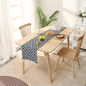 Nordic Luxury Chenille Jacquard Table Runner With Tassels Geometric Moroccan Polyester Runner For Dining Table Decor