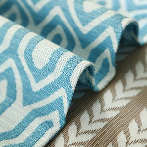 Modern light luxury sky blue geometric jacquard table runner with herringbone pattern