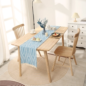 Geometric Jacquard Table Runner With Tassels Polyester Fabric Leaf Pattern Modern Dining Room Home Decor
