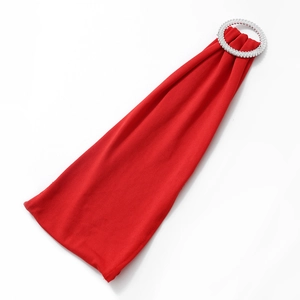 Elegant red satin chair sash with sparkling rhinestone buckle for wedding decorations