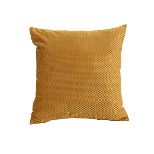 Modern mustard yellow velvet cushion cover with textured corn grain waffle pattern weave
