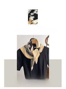 Detailed embroidery texture on cotton linen small square scarf with floral patterns
