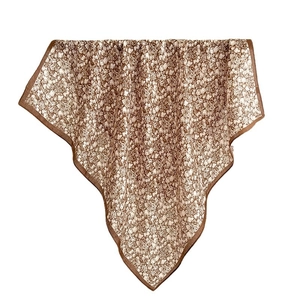 Floral print vintage square scarf for women in earthy brown and beige tones
