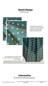 Detail view of 68x68cm green floral square scarf with white leaf pattern and texture