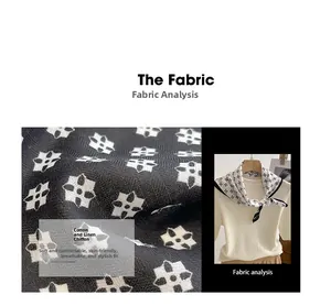 Detail of black and white floral printed cotton linen scarf with contrast edge piping