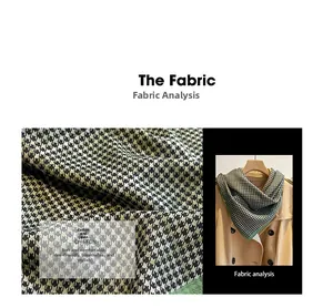 Detailed close-up of houndstooth cotton linen fabric texture for women scarves