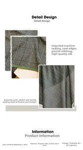 Detail view of 68x68cm houndstooth pattern scarf featuring premium edge stitching finish