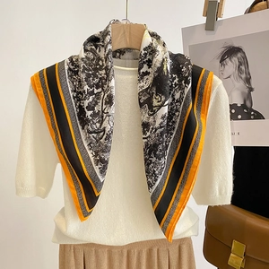 Französisches Retro Quadratisches Halstuch Toile De Jouy Tier Dschungel Print Elegantes Satin Haarband Damen