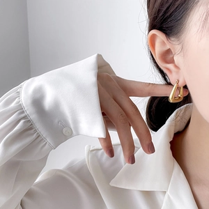Geometric Hoop Earrings 18K Gold Plated Titanium Steel Twisted Square U-Shape Minimalist Chic Jewelry For Women