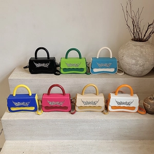 Modern color-block box handbags in seven colors with unique silver metallic flame ornaments