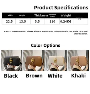 Size specifications and four color variations of the vintage PU leather shoulder bag