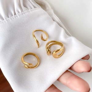 Three-piece set of 18K gold plated minimalist snake and hug open rings for women