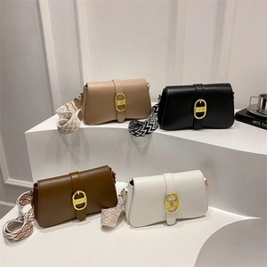 Fashionable PU leather crossbody bags in four colors with decorative gold metal hardware